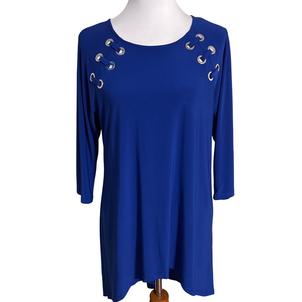 Coco Bianco Royal Blue High Low Tunic Silver Grommets